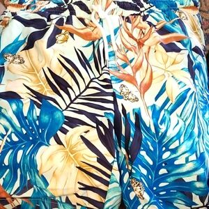 SHEIN Tropical Leaf and Butterflies Print Swim Trunks Size XXL